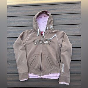 Vintage Y2K Element Skate Full Zip Hoodie Waffle Sweatshirt Brown Womens L